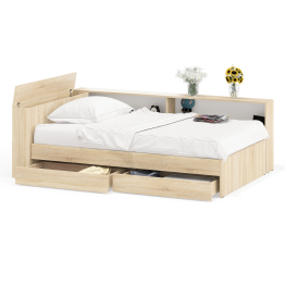 Ксения 1200 кровать с ящиками, ящиком для белья и прикроватным блоком для вещей