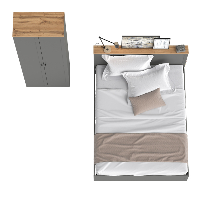 Спальные гарнитуры, Кровать с ортопедическим основанием для матраса 1600х2000 и шкаф с полками Остин