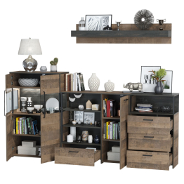 Комод с витриной с подсветкой с комодом с ящиком и дверкой и с комодом три ящика и ниша Трувор