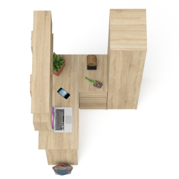 Стол угловой компьютерный Мори МС-16 правый с пеналом с полками и навесной открытой полкой 1200