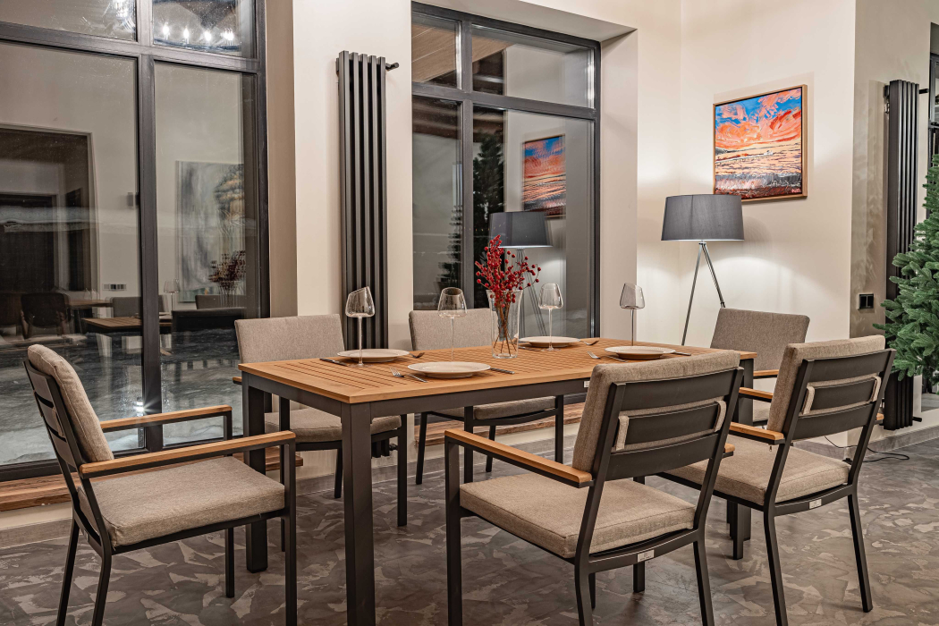 Обеденные группы, Обеденный комплект OSCAR со столешницей из тика