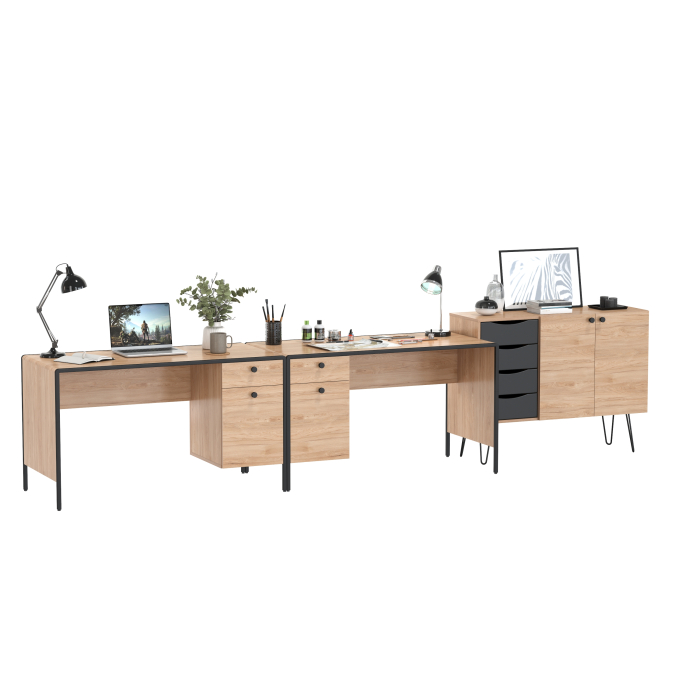 Домашние кабинеты, Рабочее место для двоих человек из двух письменных столов и комода Брюс