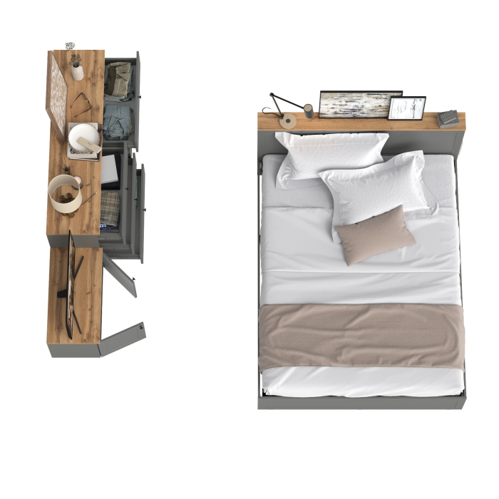 Спальные гарнитуры, Кровать Остин с ортопедическим основанием с комодом 6-ть ящиков и тумбой с дверками