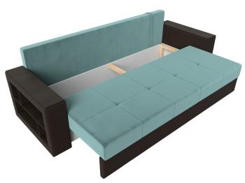 Диван прямой Дубай Лайт полки слева, велюр/экокожа