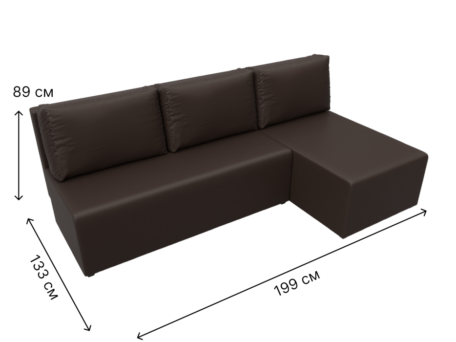 Диваны угловые в гостиную, Угловой диван Поло правый угол, экокожа