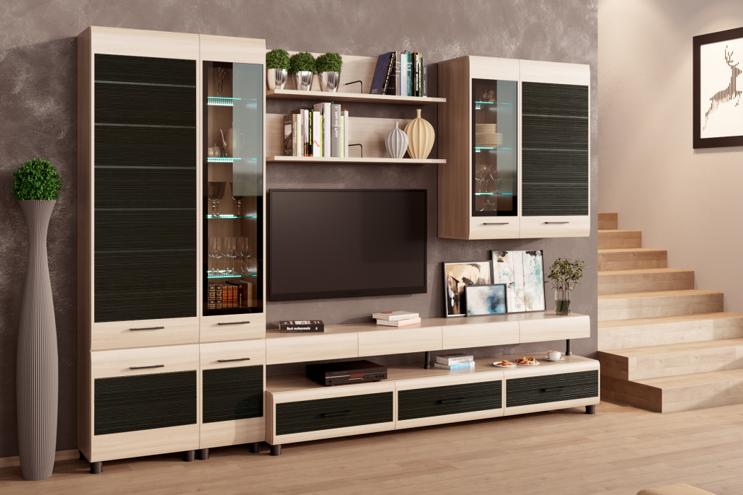 Стенки для гостиной, Модульная гостиная Камелия композиция 1