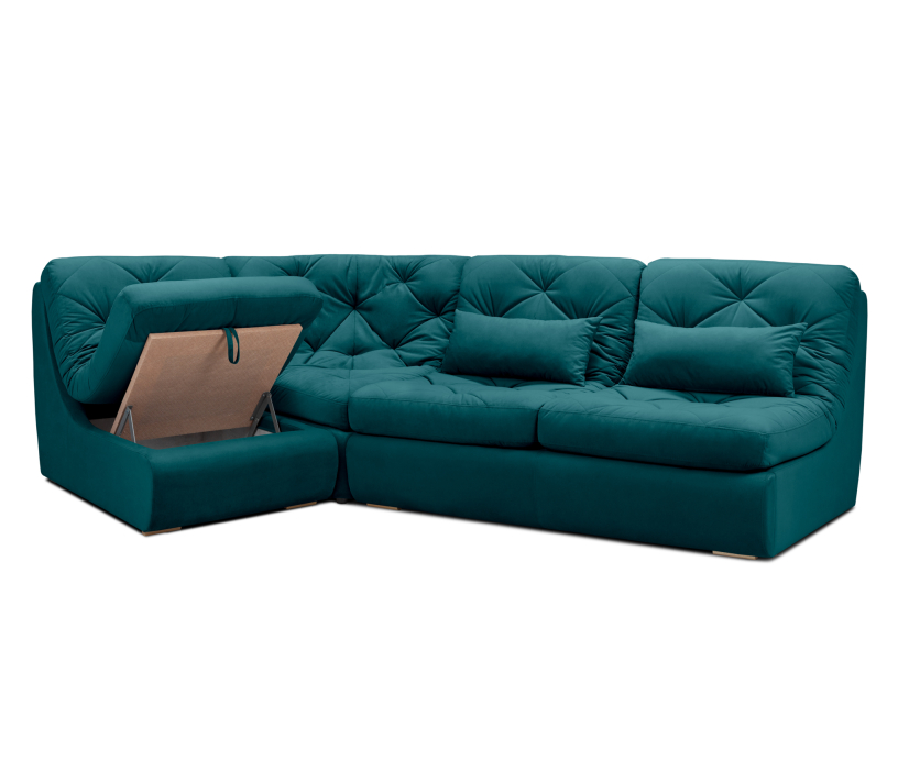 Диваны угловые в гостиную, Модульный угловой диван Борнео со спальным местом, велюр