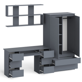 Шкаф-комод Мори МШ900.1 с письменным 2-х тумбовым столом МС-2 и полкой книжной