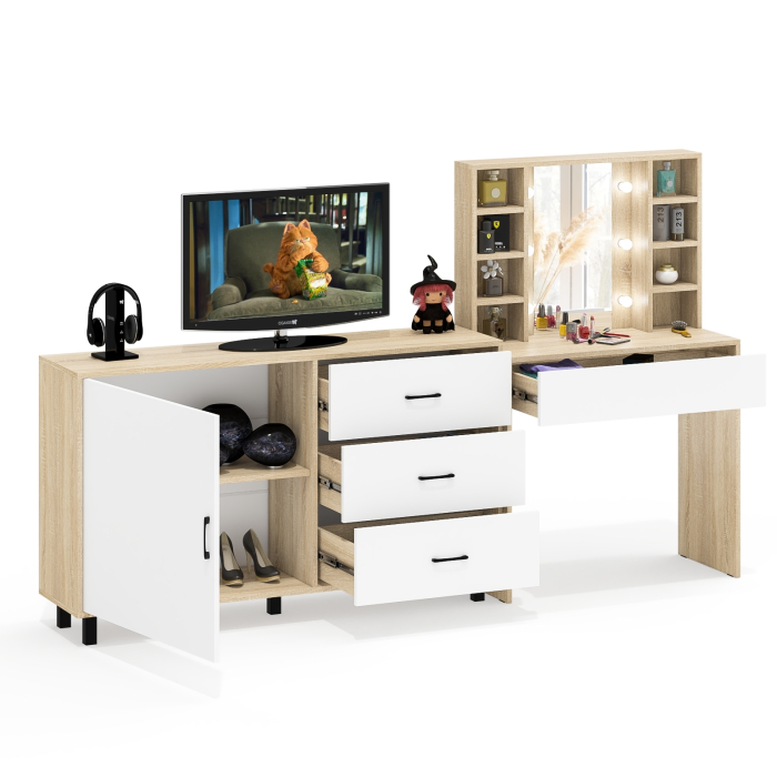 Туалетные столики, Столик туалетный с полочками и с подсветкой и комод 122-1504