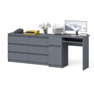 Домашние кабинеты, Стол компьютерный МС-1 с дверкой слева с широким комодом 1200 6-ть ящиков Мори