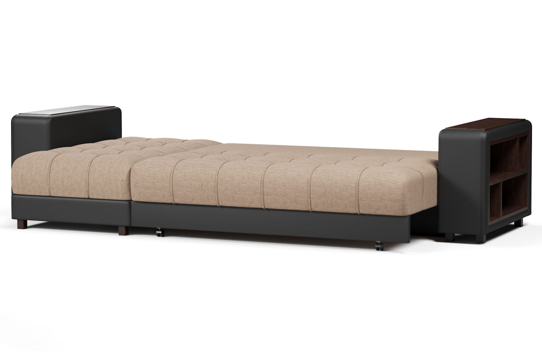 Диваны угловые, Диван угловой Дубай еврокнижка рогожка+экокожа