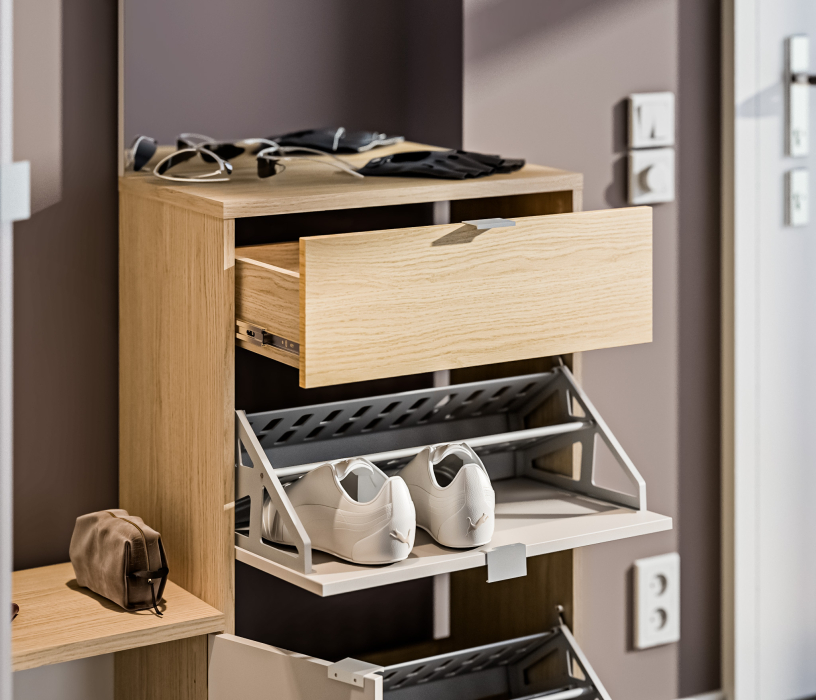 Афина Дуб Винченца,Кашемир серый, Афина комплект для прихожей с обувницей Дуб Винченца/Кашемир серый