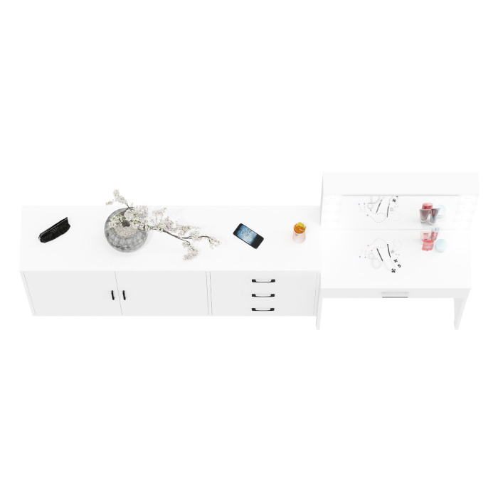 С зеркалом, Комод-тумба 123-1604 и туалетный столик с подсветкой СТ-4