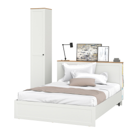 Кровать двухспальная с ортопедическим основанием и шкаф-пенал Остин