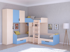 Для подростков, Кровать двухъярусная Трио/1 Дуб молочный