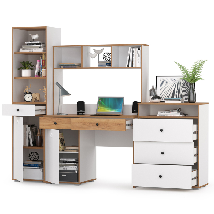 Офисная мебель, Компьютерный стол, стеллаж и комод с нишей Вуди № 50