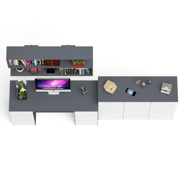 Домашние кабинеты, Комод-тумба Мори МК1200.4 с открытой верхней полкой и стол компьютерный МС-2