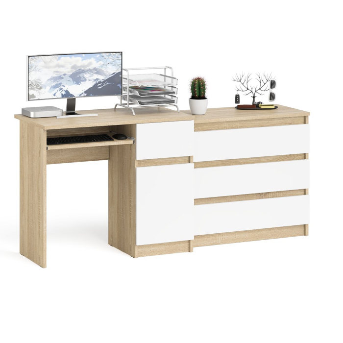 Домашние кабинеты, Стол компьютерный МС-1 правый с комодом на три ящика 800 Мори