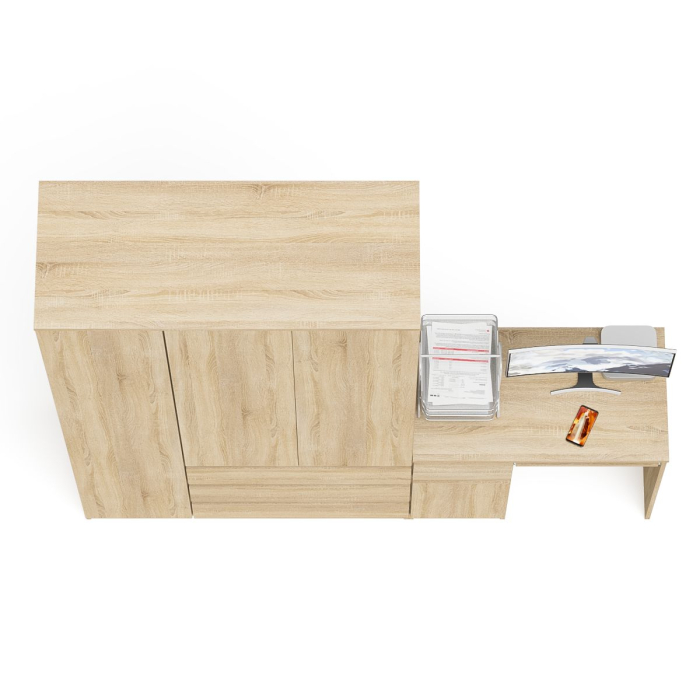 Домашние кабинеты, Компьютерный стол с тумбой с дверкой и ящиком левый и шкаф-комод Мори МШ1200-1