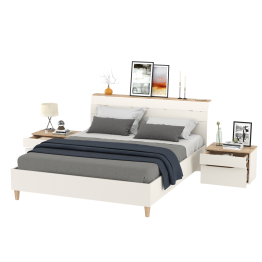 Две прикроватных тумбочки и кровать с основанием 1600 Муссон