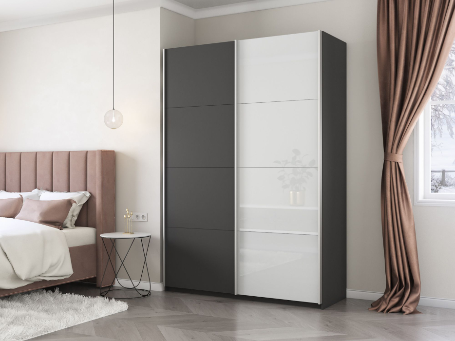 Шкафы-купе 2-х дверные, Шкаф-купе Прайм 2х дверный ДСП/Белый Глянец 120х57х230