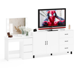 Косметический столик Сура с зеркалом и подсветкой и с тумбой-комодом 123-1604