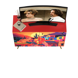 Комод-тумба Кармин 16.230.03, фасады с рисунком Бразильские домики