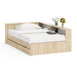 Ксения 1200 кровать с ящиками, ящиком для белья и прикроватным блоком для вещей