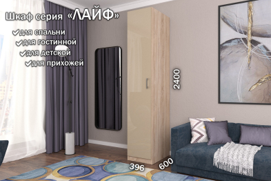 Распашной шкаф Лайф для одежды 40*60*240 Дуб сонома
