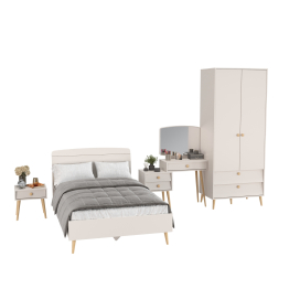 Шкаф-комод Афина с трюмо и кроватью 1200 с прикроватной тумбочкой