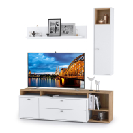 Стенки для гостиной, Стенка Бэль № 2 дуб крафт золотой/белый премиум