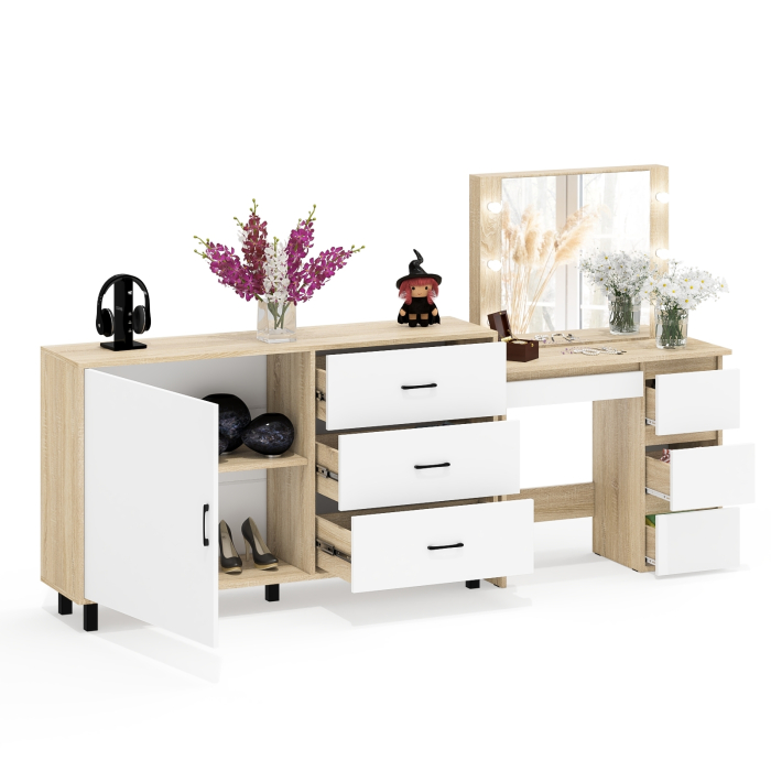 Туалетные столики, Столик косметический с подсветкой Сура и тумба-комод 122-1504