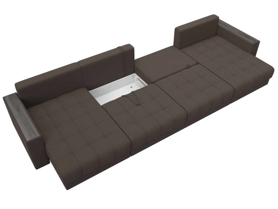 Дизайнерские диваны для гостиной, Диван П-образный с декором Лига-049 НПБ Лонг, рогожка Амур