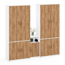 Два шкафа платяных Лидер-8 с тумбочкой с нишей МД 3.19