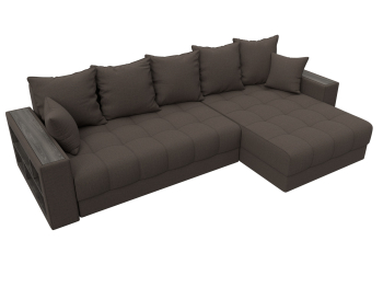 Диван угловой с декором и полкой Лига-050 НПБ, рогожка Амур