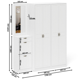 Модульная мебель в прихожую П-6 № 14 МДФ фрезеровка прованс