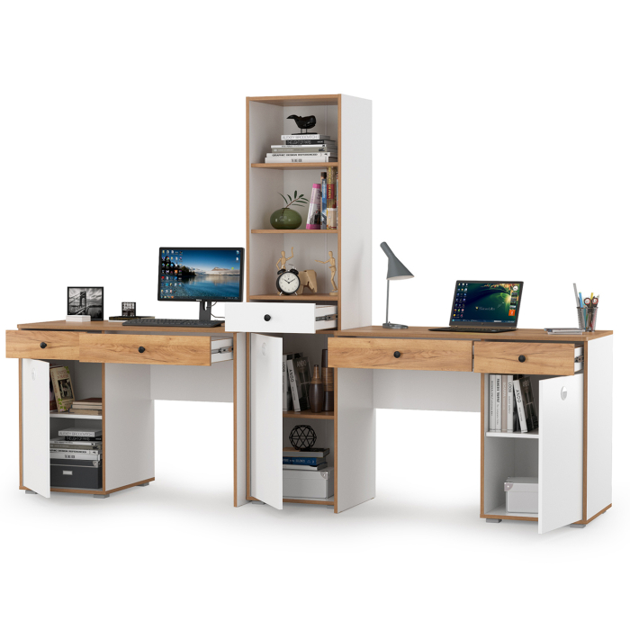 Офисная мебель, Компьютерные столы Вуди с пеналом для двоих детей