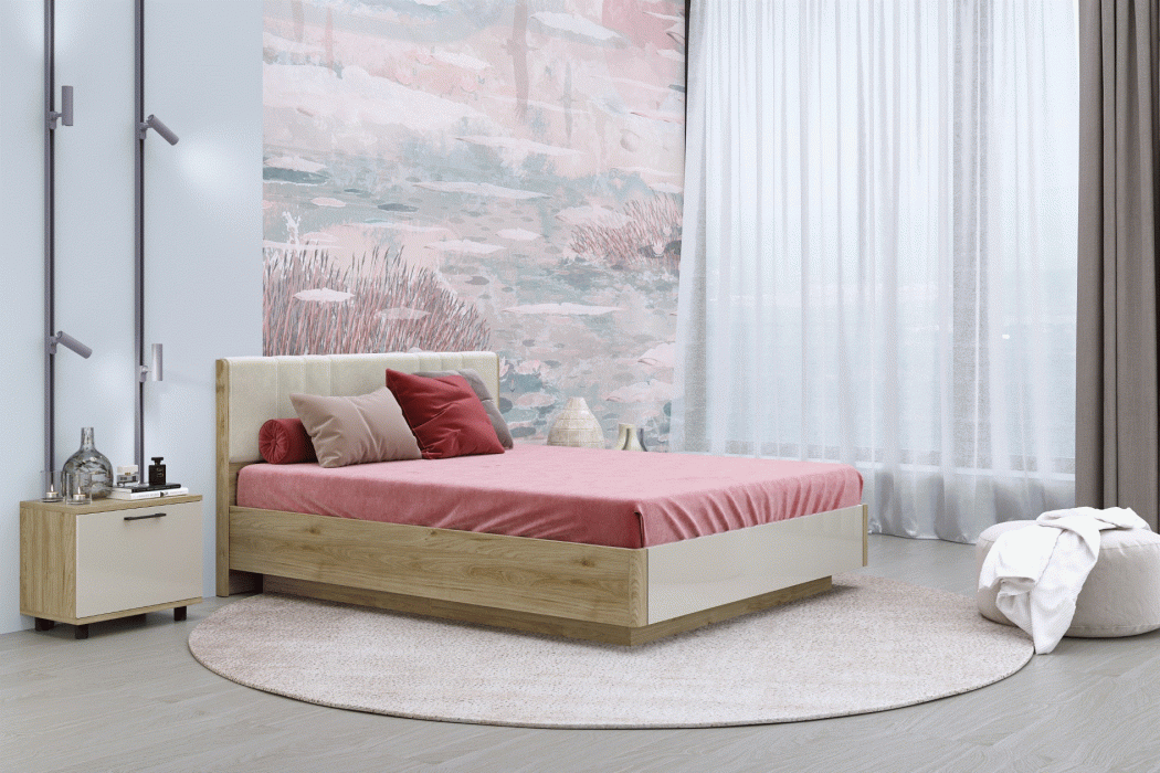 Кровати 180х200, Модульная система Грейс Кровать КР-4014  Гикори Джексон Светлый