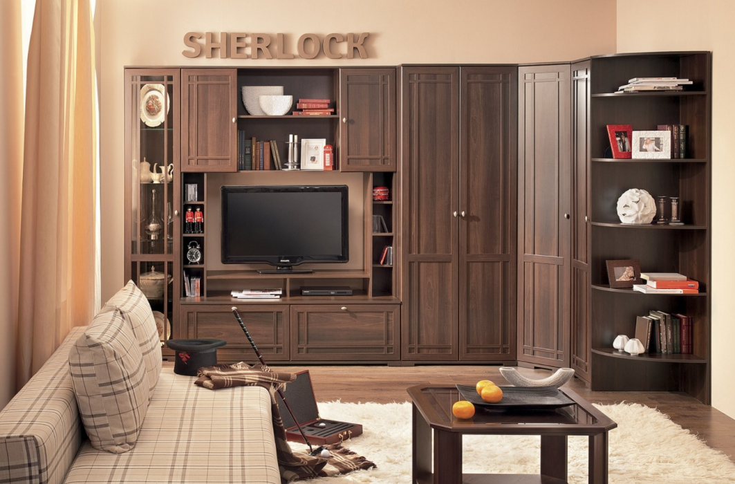 Стенки для гостиной, Гостиная Sherlock. Комплект 3, орех