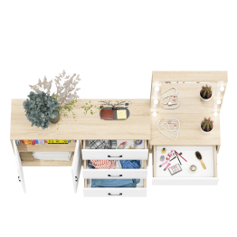 Стол косметический навесной с подсветкой и тумба-комод 123-1204.