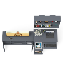 Мори стол компьютерный МС-6 левый с тумбой МТВ1200.1 и навесной открытой полкой