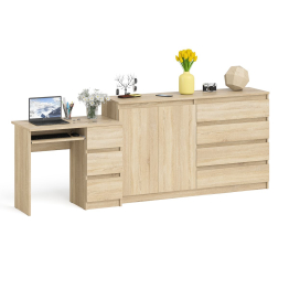 Комод-тумба Мори МК1600 четыре ящика и дверки со столом компьютерным МС-6 тумба справа