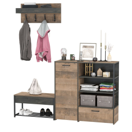 Обувница с сиденьем с комодом с дверкой и вешалкой Трувор