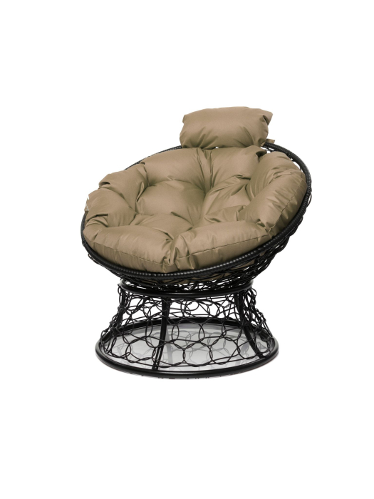 Кресла, Кресло ПАПАСАН мини с ротангом чёрное