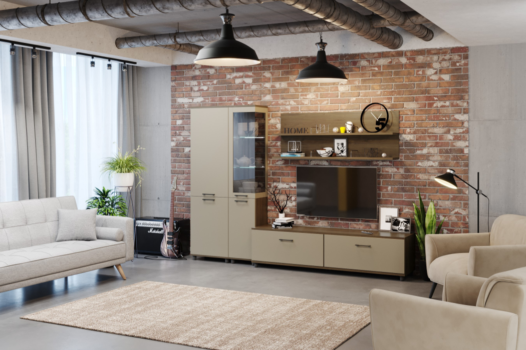 Стенки для гостиной, Модульная гостиная Грейс композиция 2  Гикори Джексон Темный