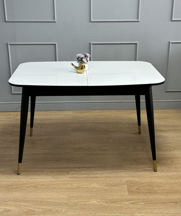 Обеденные столы, Стол Kenner K1200 раздвижной, стекло белое глянец