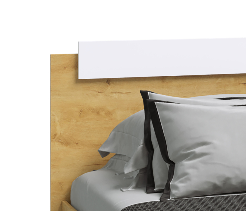 Кровати 90 см, Кровать ЭКО 0,9 Дуб Вотан-Белый гладкий