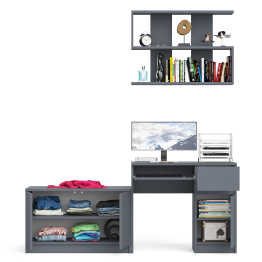 Стол компьютерный однотумбовый Мори МС-1 правый с верхней полкой 900 и тумбой