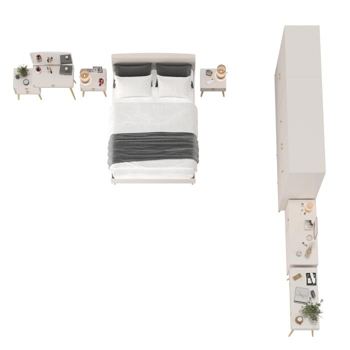 Спальные гарнитуры, Полный набор мебели в спальню с двуспальной кроватью Афина 1400