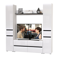 Стенки для гостиной, Тумба-ТВ с открытой навесной полочкой и два пенала Сидней с ящиками